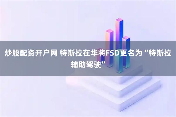 炒股配资开户网 特斯拉在华将FSD更名为“特斯拉辅助驾驶”